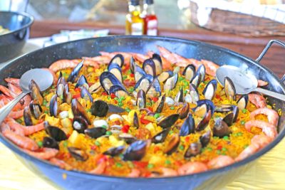 西班牙海鲜饭,主菜盘,迷迭香米,海产,清新,地中海美食,健康食物,食品,米,图像