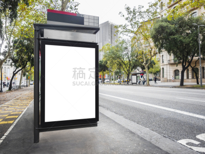 传媒,模板,公共汽车站,户外,布告栏,城市,街道,正下方视角,轻蔑的,巴士