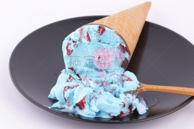 冰淇淋,木匙,红色,塞满了的,设计师,果酱,盘子,杯,黑色,华夫饼干