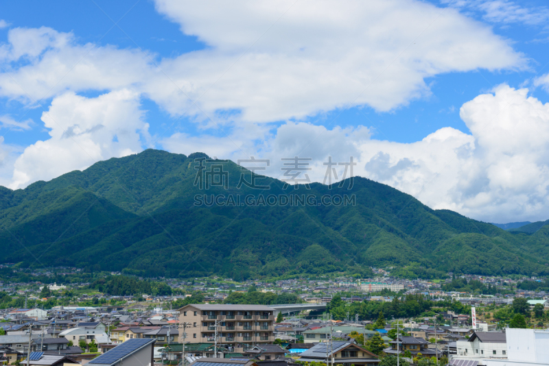 长野县,日本,都市风景,颐达,自然,天空,水平画幅,高视角,无人,赤石山脉