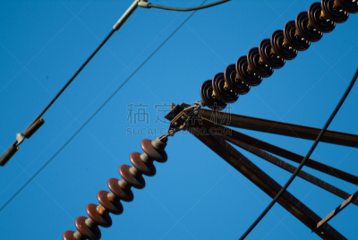 金属丝,输电塔,特写,注意高压标志,电缆,天空,水平画幅,变压器,能源,格子