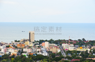华欣,高视角,城市,自然美,巴蜀,水,天空,水平画幅,无人,户外