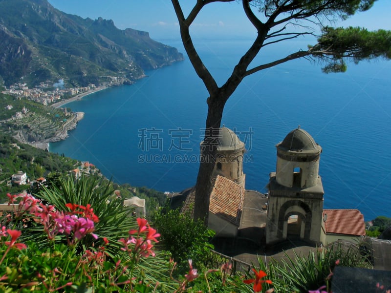 拉韦洛,阿玛菲海岸,地形,风景,意大利,在上面,水,天空,水平画幅