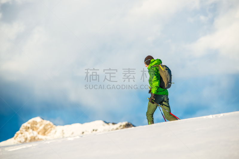 运动,雪,旅行者,仅男人,仅成年人,冬天,雪鞋,旅游目的地,地形,欧洲