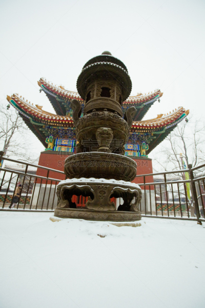 雍和宫,雍和宫店,垂直画幅,建筑,雪,无人,宫殿,户外,红色