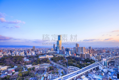 日本,地形,大阪市,办公室,水平画幅,建筑,无人,曙暮光,建筑外部,房屋