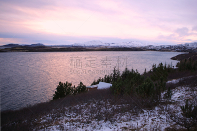 辛格韦德利,湖,冰岛国,冬天,冰岛中南部,水,水平画幅,雪,无人,火山地形