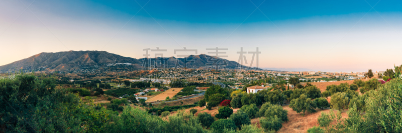 米哈斯,都市风景,全景,安达卢西亚,西班牙,马拉加省,天空,古老的,夏天,城镇
