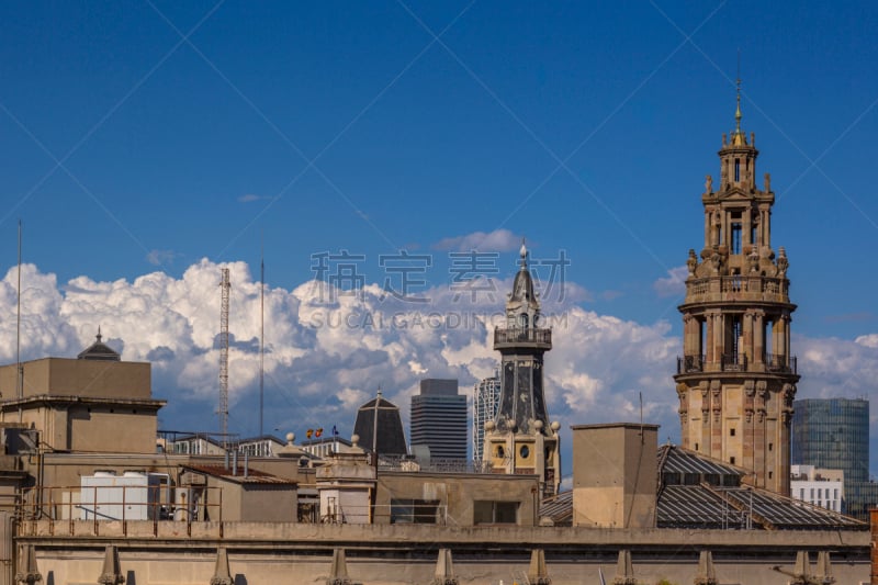 屋顶,巴塞罗那,都市风景,国际著名景点,船,气候,城市生活,云景,环境,迅速