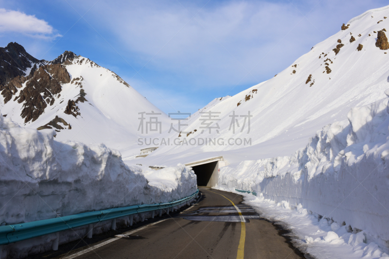 雪,走廊,路,天山山脉,水平画幅,无人,风险,白色,冬天,山