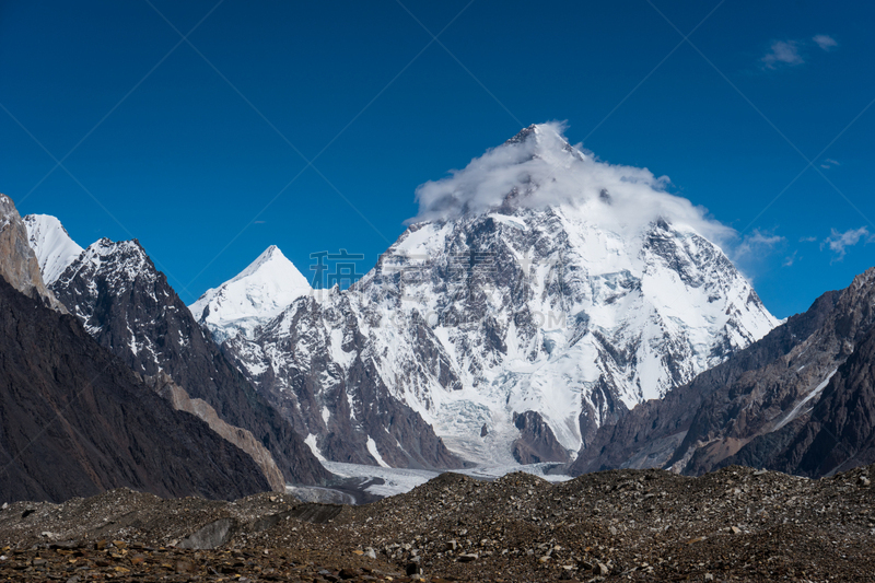 巴基斯坦,喀喇昆仑山,山顶,数字2,乔戈里峰,地球,美,水平画幅,山,雪