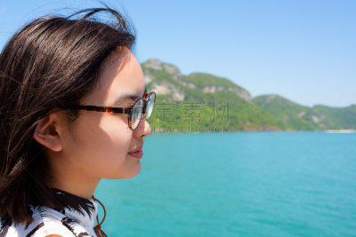 船,青年女人,万伦,天空,美,水平画幅,邮轮,旅行者,夏天,户外
