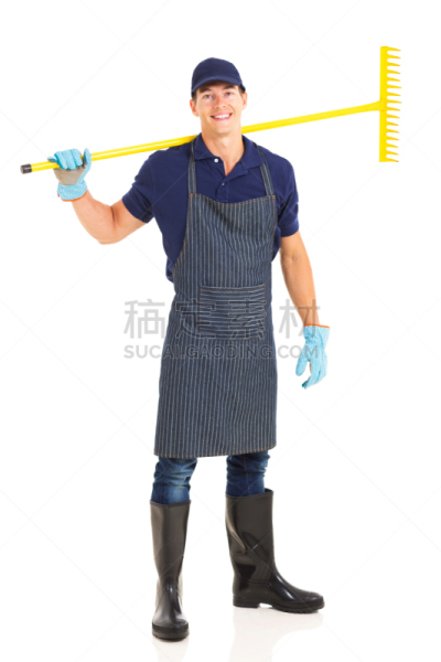 耙子,园艺,肩,雨鞋,园艺师,园艺手套,垂直画幅,制服,金属,男性