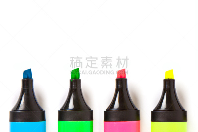 四个物体,毡尖笔,白色,办公室,办公用品,水平画幅,无人,明亮,工业,荧光灯