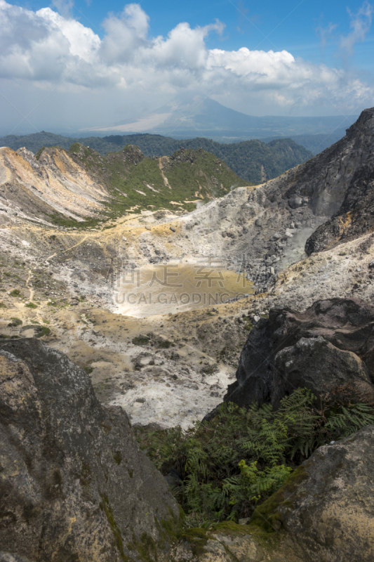 山,火山,背景,锡纳朋火山,垂直画幅,天空,美,云,无人,夏天