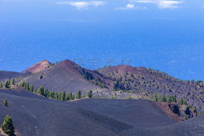 帕尔马,火山地形,volcanic scoria,火山渣锥,死火山,火山学,云,松树,观测点,自然荒野区