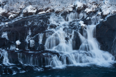 瀑布,hraunfossar,自然,水,水平画幅,地形,户外,冰岛国,自然美,冬天