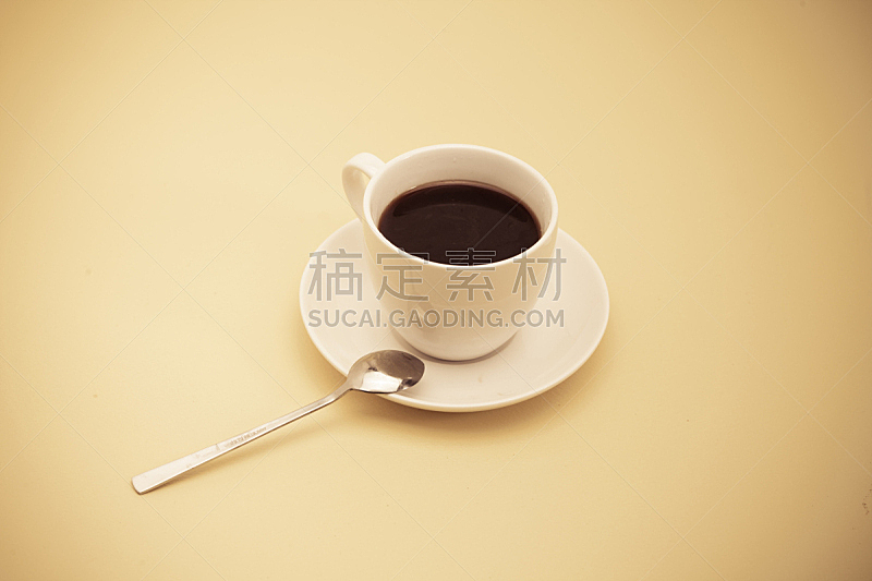 汤匙,咖啡杯,烤咖啡豆,褐色,芳香的,水平画幅,无人,茶碟,早晨,饮料