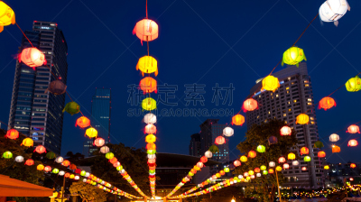 寺庙,江南区,佛陀的生日,纸灯笼,首尔,灯笼,旅游目的地,水平画幅,无人,生日