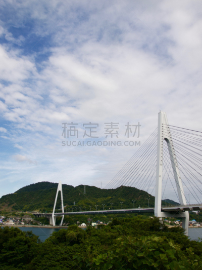 尾道,广岛县,垂直画幅,树篱,建筑,无人,日本,交通,斜拉桥,户外