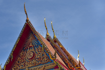 佛教,寺庙,金碧辉煌的泰国庙宇,普吉岛,修道院,泰国人,水平画幅,建筑,僧院,城镇