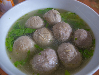 汕头,中国,特写,餐馆,汤,肉丸,球体,东方食品,餐具,小的