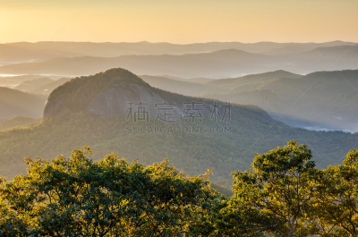 早晨,光,镜岩,北卡罗来纳,在上面,水平画幅,无人,岩层,夏天,户外