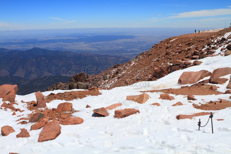 山,雪,科罗拉多斯普林斯,派克山峰国家森林,孤峰群,天空,洛矶山脉,国家公园,水平画幅,无人