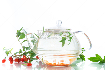 热,茶,浆果,熟的,红色,茶壶,玻璃杯,水平画幅,生食,饮料