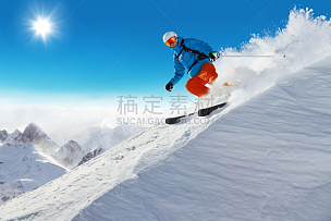 滑雪运动,男人,速降滑雪,越野赛跑,水平画幅,雪,滑雪坡,户外,男性,青年人