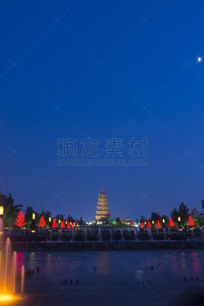西安,喷泉,芝加哥海空秀,大雁塔,饮水喷泉,陕西省,垂直画幅,水,无人,古老的