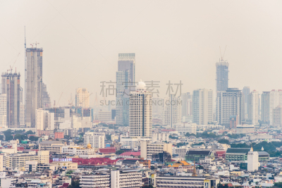泰国,都市风景,曼谷,天空,水平画幅,高视角,无人,户外,现代,silom