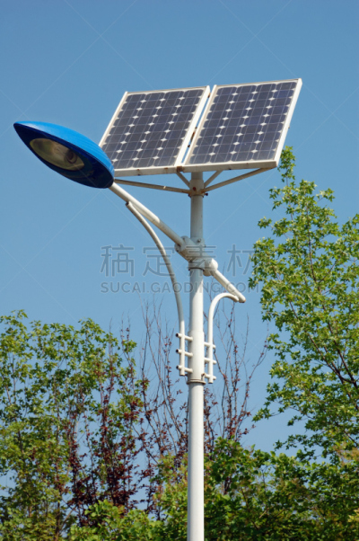 路灯,太阳能发电站,垂直画幅,天空,太阳能电池板,未来,能源,无人,轻的,工厂