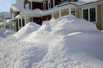 瓦沙加海滩滩,房屋,加拿大,安大略省,前面,连栋房屋,自然,水平画幅,雪,无人
