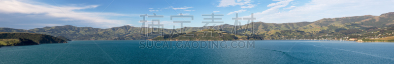 新西兰,海岸线,akaroa,水,水平画幅,山,无人,海港,户外,湖