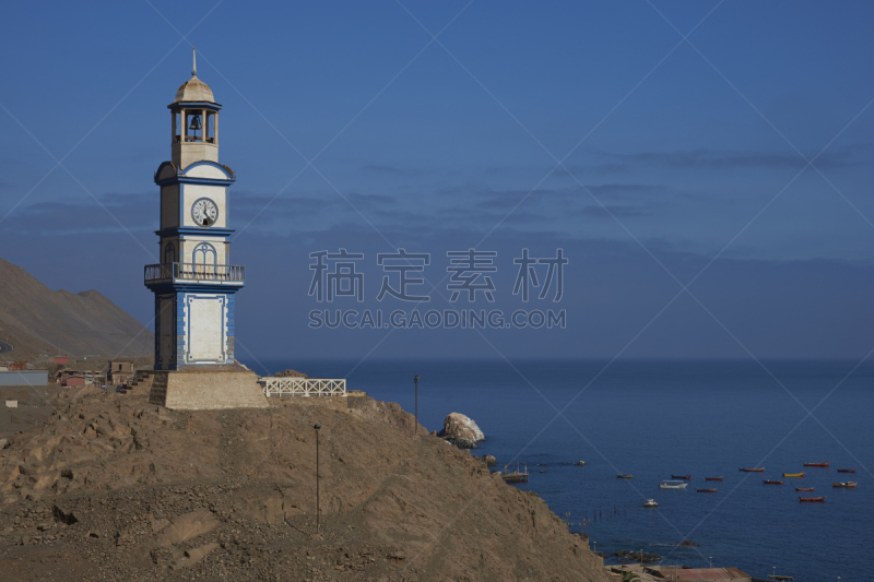 钟塔,天空,水平画幅,山,无人,海港,古老的,海岸地形,户外,钟