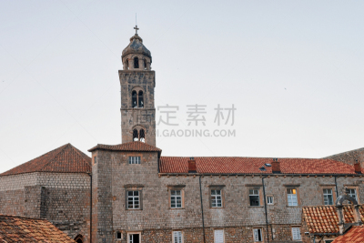 杜布罗夫尼克,教堂,塔,多米尼加共和国,古城,多明尼加的订单,尖顶,达尔马提亚地区,水平画幅,无人