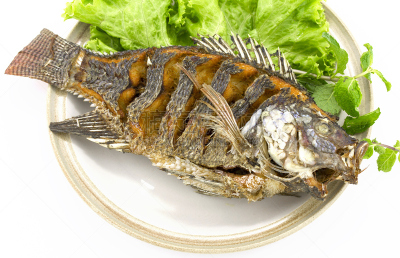 鱼肉,餐具,格子烤肉,水平画幅,膳食,海产,图像,特写,红辣椒,淡水