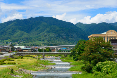 长野县,日本,都市风景,颐达,自然,天空,水平画幅,无人,赤石山脉,夏天