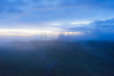 美原,早晨,雾,苏格兰高地,长野县,高原,天空,里山,草原,国家公园
