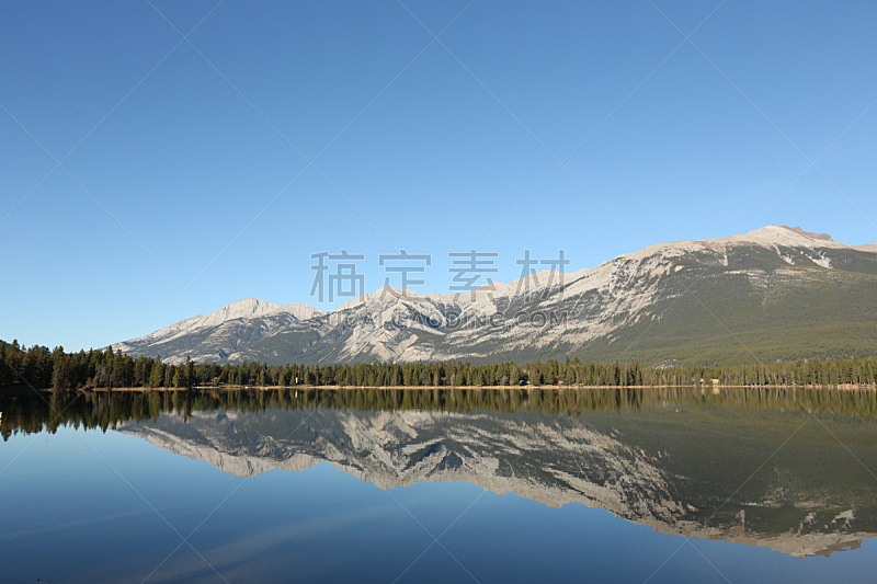 山脉,加拿大,湖,反光器,太空,宁静,环境保护,水平画幅,山,无人