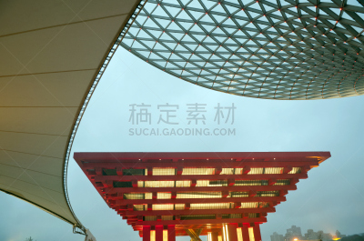 上海世博会,上海,红色,亭台楼阁,地球,浦东,天空,式样,水平画幅,夜晚
