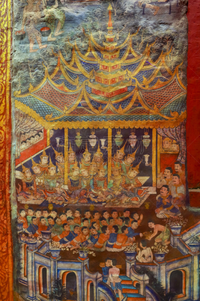 壁画,过去,寺庙,帕辛寺,清迈省,垂直画幅,古董,建筑