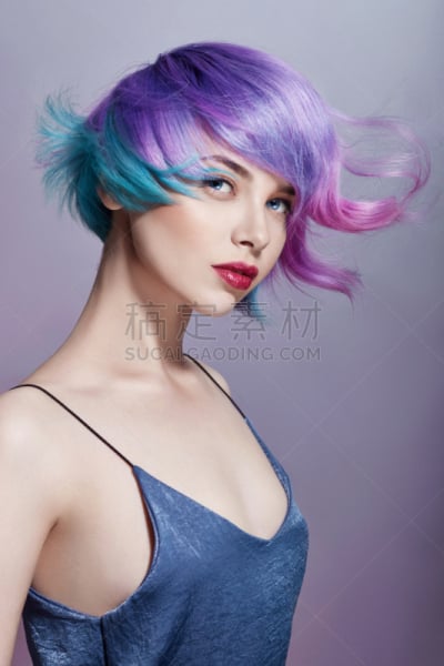 彩妆,明亮,女人,头发,紫色,女孩,自然美,短发,嘴唇,着色