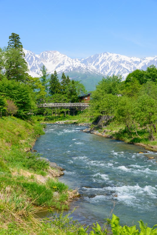 长野县,山,河流,公园,白马岳,白马,著名自然景观,垂直画幅,美,度假胜地