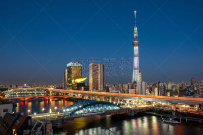 river sumida,日本,城市天际线,东京,城市生活,商务旅行,曙暮光,云,黄昏,现代