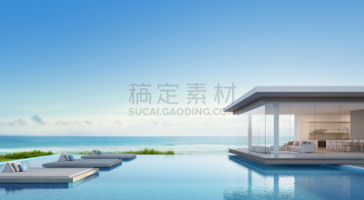 游泳池,看风景,海洋,华贵,现代,假日别墅,海滨别墅,巨大的,家庭,设计