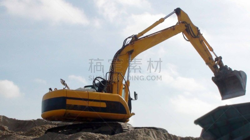 天空,都市风光,建筑施工机器,建筑业,设备用品,堆土机,2018,户外,沙子,欧洲