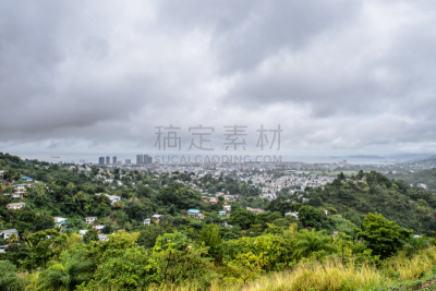 西班牙港口,全景,特立尼达和多巴哥,办公室,天空,波尔图海湾,艺术,水平画幅,山,无人