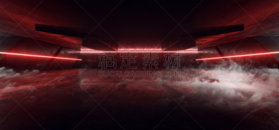 暗色,三维图形,霓虹灯,激光,舞台,地下的,水泥,蒸汽,车库,发光